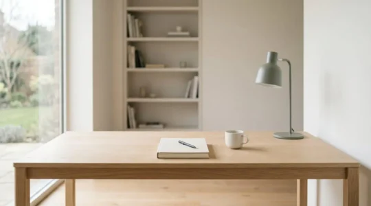 Espace de travail minimaliste organisé favorisant la concentration profonde et le focus