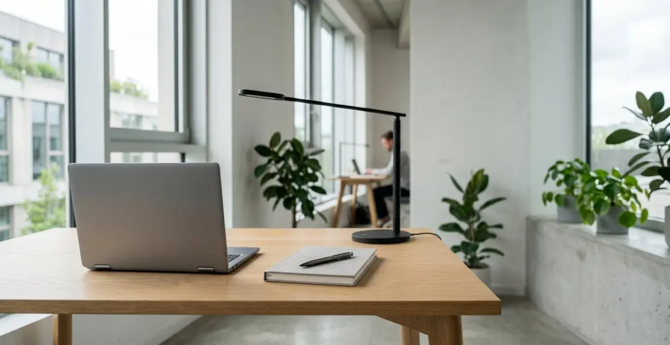 Espace de travail moderne et épuré illustrant l'optimisation de la performance digitale