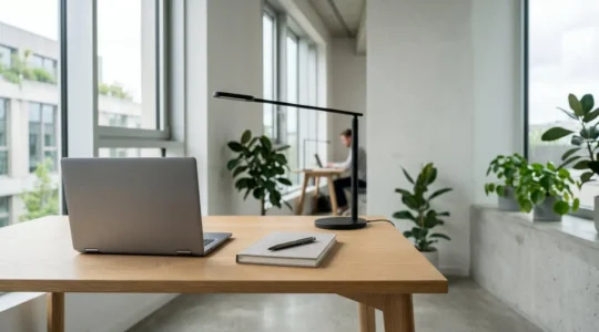 Espace de travail moderne et épuré illustrant l'optimisation de la performance digitale