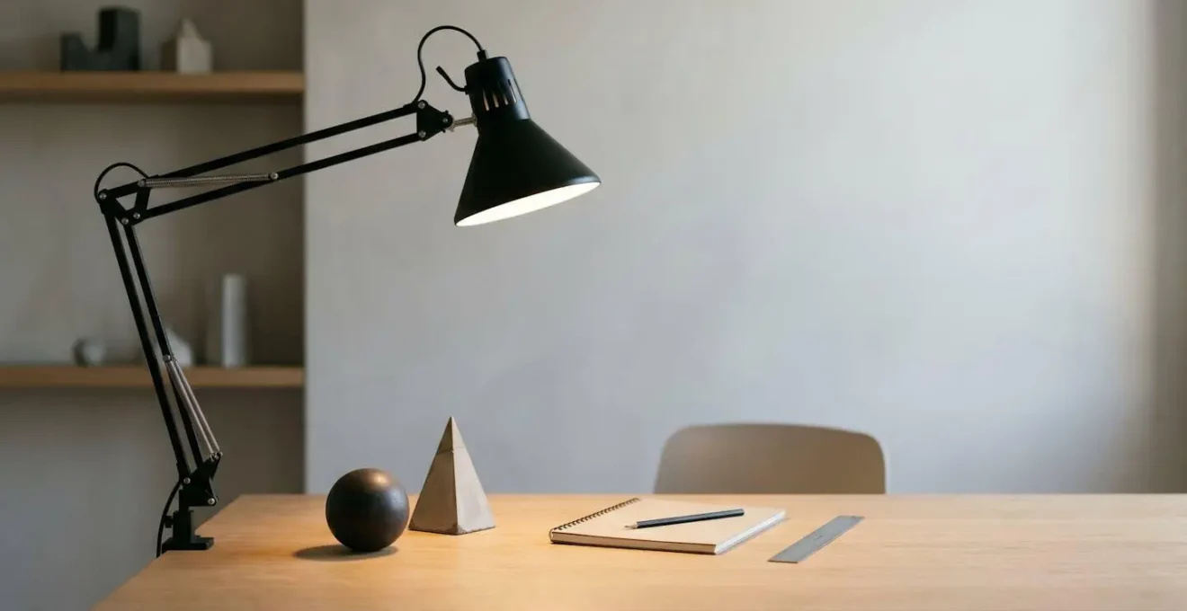 Lampe d'architecte moderne sur bureau avec éclairage directionnel précis