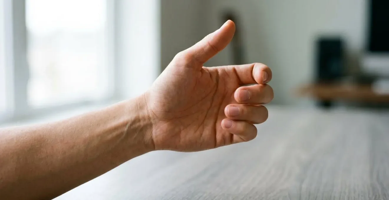 Main dans une position naturelle illustrant la posture ergonomique avec une souris verticale pour prévenir le canal carpien