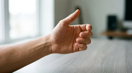 Main dans une position naturelle illustrant la posture ergonomique avec une souris verticale pour prévenir le canal carpien