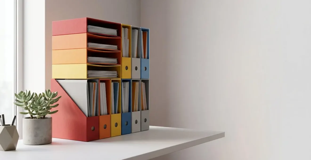 Système de classement vertical avec modules de couleur pour l'organisation de documents professionnels