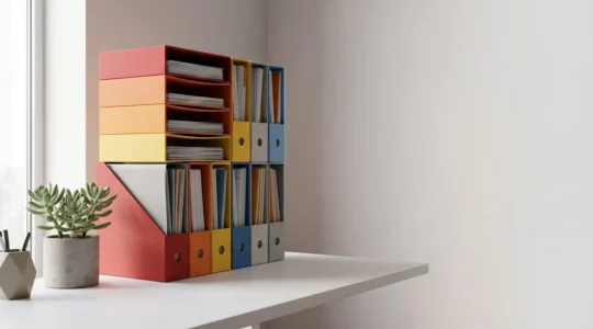 Système de classement vertical avec modules de couleur pour l'organisation de documents professionnels